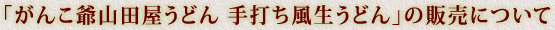 「がんこ爺山田屋うどん 手打ち風生うどん」の販売について